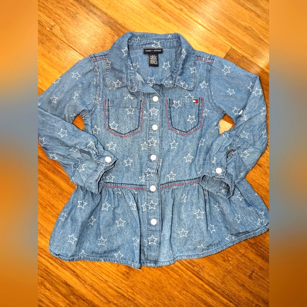 Tommy Hilfiger button up toddler girls dress shirt.